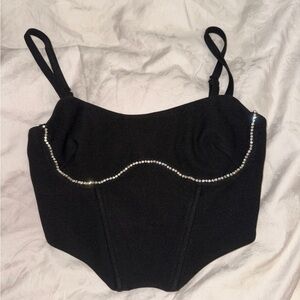 White Fox Boutique Simply Sleek Diamante Bustier Black XS